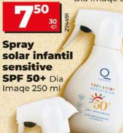 Oferta de Dia Imaq - Spray Solar Infantil Sensitive SPF 50+ por 7,5€ en Dia