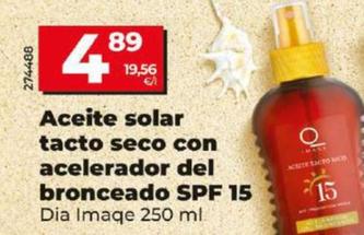 Oferta de Dia Imaqe - Aceite Solar Tacto Seco Con Acelerador Del Bronceado SPF 15 por 4,89€ en Dia