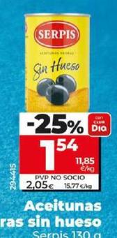 Oferta de Serpis - Aceitunas Negras Sin Hueso por 1,54€ en Dia