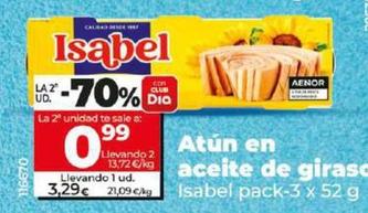 Oferta de Isabel - Atun En Aceite De Girasol por 3,29€ en Dia