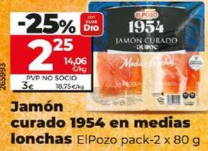 Oferta de Elpozo - Jamón Curado 1954 En Medias Lonchas por 2,25€ en Dia