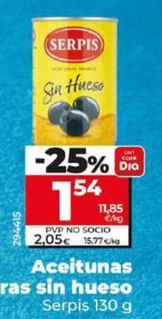Oferta de Serpis - Aceitunas Negras Sin Hueso por 1,54€ en Dia
