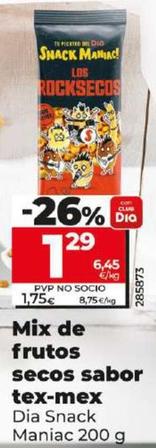 Oferta de Dia Snack Maniac - Mix De Frutos Secos Sabor Tex-Mex por 1,29€ en Dia