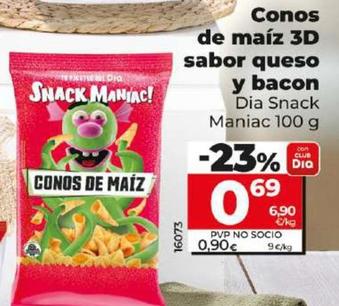Oferta de Dia Snack Maniac - Conos De Maiz 3d Y Bacon por 0,69€ en Dia