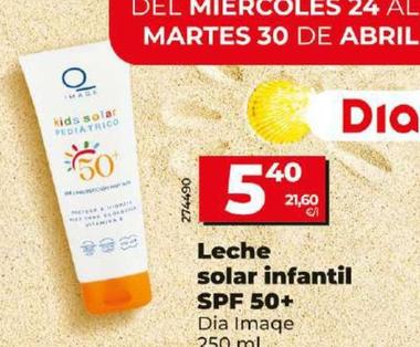 Oferta de Dia Imaqe - Leche Solar Infantil Spf 50+ por 5,4€ en Dia