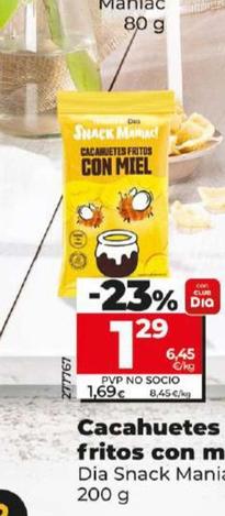 Oferta de Dia Snack Maniac - Cacahuetes Fritos Con Miel por 1,29€ en Dia
