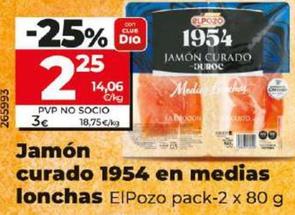 Oferta de Elpozo - Jamon Curado 1954 En Medias Lonchas por 2,25€ en Dia
