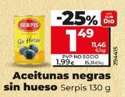 Oferta de Serpis - Aceitunas Negras Sin Hueso por 1,49€ en Dia