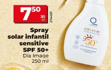 Oferta de Dia Imaqe - Spray Solar Infantil Sensitive Spf 50+ por 7,5€ en Dia