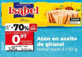 Oferta de Isabel - Atún En Aceite De Girasol por 3,25€ en Dia