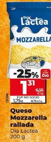 Oferta de Dia Lactea - Queso Mozzarella Rallada por 1,31€ en Dia