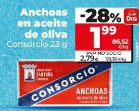 Oferta de Consorcio - Anchoes En Aceite De Oliva por 1,99€ en Dia