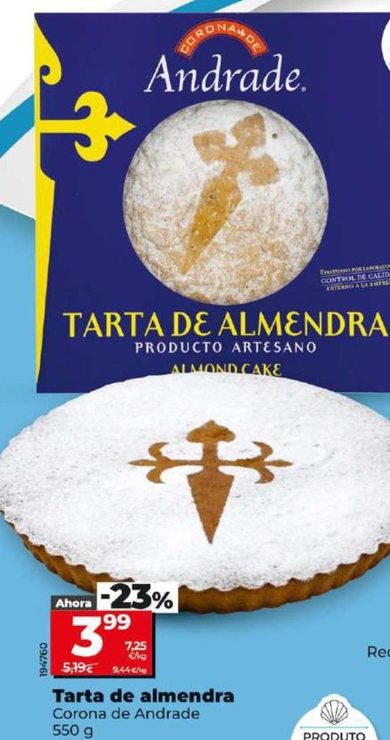 Oferta de Corona De Andrade - Tarta De Almendra por 3,99€ en Dia