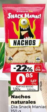 Oferta de Dia Snack Maniac - Nachos Naturales por 0,85€ en Dia