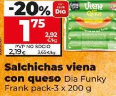 Oferta de Dia Funky Frank - Salchichas Viena Con Queso por 1,75€ en Dia