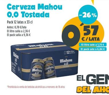 Oferta de Mahou - Cerveza  0,0 Tostada  por 0,57€ en Ahorramas