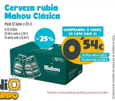 Oferta de Mahou - Cerveza Rubia Clasica  por 0,72€ en Ahorramas