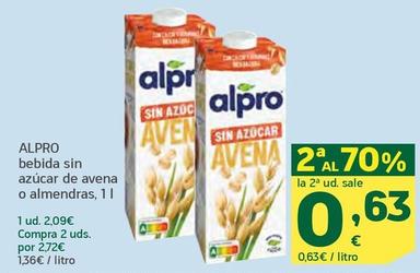 Oferta de Alpro - Bebida Sin Azucar De Avena o Almendras por 2,09€ en HiperDino