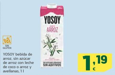 Oferta de Yosoy - Bebida De Arroz Sin Azucar de arroz con leche de coco o arroz y E avellanas por 1,19€ en HiperDino