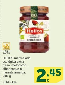 Oferta de Helios - Mermelada Ecológica Extra Fresa, Melocotón, Albaricoque O Naranja Amarga por 2,45€ en HiperDino