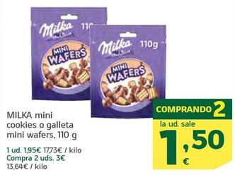 Oferta de Milka - Mini Cookies O Galleta Mini Wafers por 1,95€ en HiperDino