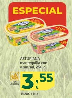 Oferta de Asturiana - Mantequilla Con O Sin Sal por 3,55€ en HiperDino