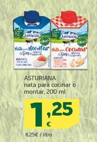 Oferta de Asturiana - Nata Para Cocinar O Montar por 1,25€ en HiperDino