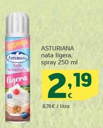 Oferta de Asturiana - Nata Ligera por 2,19€ en HiperDino