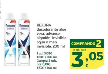 Oferta de Rexona - Desodorante Aloe Vera por 3,68€ en HiperDino