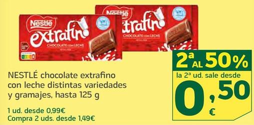Oferta de Nestlé - Chocolate Extrafino Con Leche Distintas Variedades Y Gramajes por 0,99€ en HiperDino