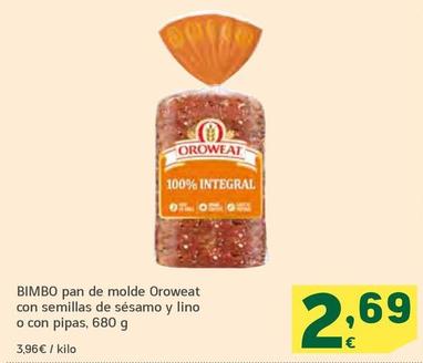 Oferta de Oroweat - Pan De Molde Con Semillas De Sésamo Y Lino por 2,69€ en HiperDino
