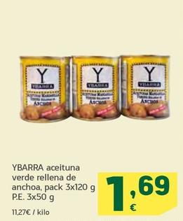 Oferta de Ybarra - Aceituna Verde Rellena De anchoa por 1,69€ en HiperDino