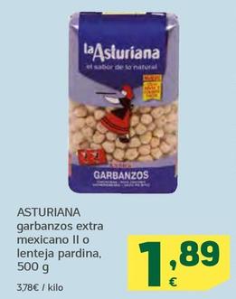 Oferta de Asturiana - Garbanzos Extra Mexicano Ii O Lenteja Pardina por 1,89€ en HiperDino