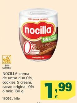 Oferta de Nocilla - Crema De Untar Dúo 0%, Cookies & Cream, Cacao Original, 0% O Noir por 1,99€ en HiperDino