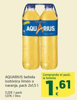 Oferta de Aquarius - Bebida Isotónica Limón O Naranja por 1,61€ en HiperDino