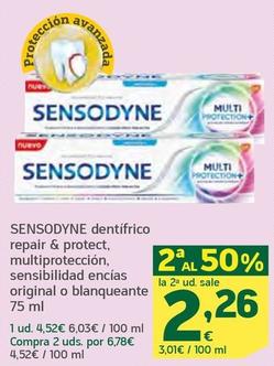 Oferta de Sensodyne - Dentifrico Repair & Protect, Multiprotección, Sensibilidad Encías Original O Blanqueante por 4,52€ en HiperDino