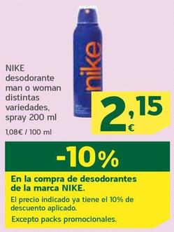 Oferta de Nike - Desodorante Man O Woman Distintas Variedades por 2,15€ en HiperDino