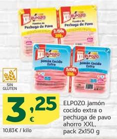 Oferta de Elpozo - Jamon Cocido Extra O Pechuga De Pavo Ahorro XXL por 3,25€ en HiperDino