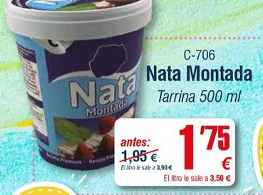 Oferta de Nata montada por 1,75€ en Abordo