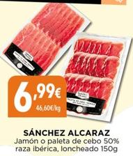 Oferta de Sánchez Alcaraz - Jamón O Paleta De Cebo 50% Raza Ibérica, Loncheado por 6,99€ en Hiber