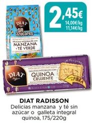 Oferta de Diat Radisson - Delicias Manzana Y Té Sin Azúcar O Galleta Integral Quinoa por 2,45€ en Hiber