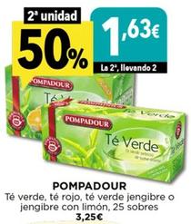 Oferta de Pompadour - Té Verde, Té Rojo, Té Verde Jengibre O Jengibre Con Limón por 3,25€ en Hiber