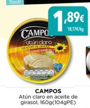 Oferta de Campos - Atún Claro En Aceite De Girasol por 1,89€ en Hiber