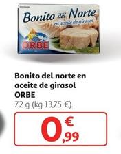 Oferta de Orbe - Bonito Del Norte En Aceite De Girasol por 0,99€ en Alcampo