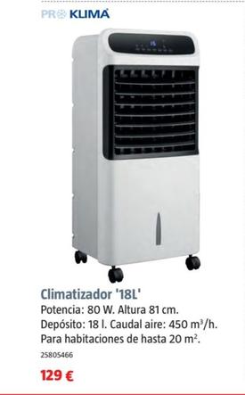 Oferta de Pro Klima - Climatizador 18L por 129€ en BAUHAUS