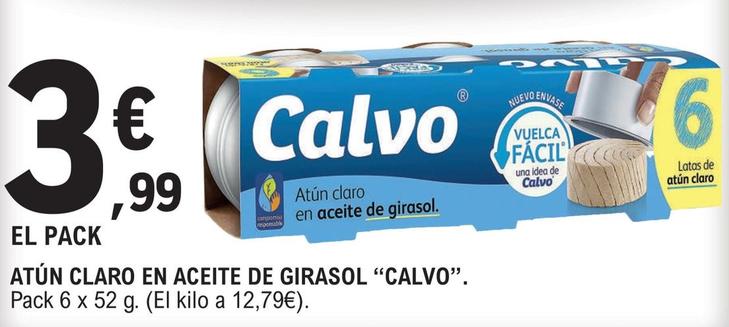 Oferta de Calvo - Atun Claro En Aceite De Girasol por 3,99€ en E.Leclerc