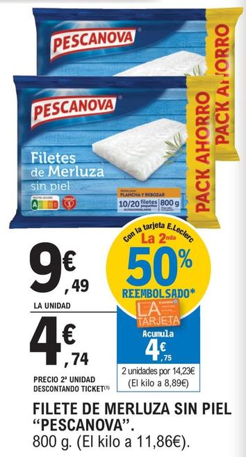 Oferta de Pescanova - Filete De Merluza Sin Piel por 9,49€ en E.Leclerc