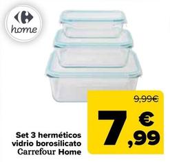 Oferta de Carrefour - Set 3 herméticos  vidrio borosilicato  Home por 7,99€ en Carrefour