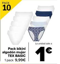 Oferta de TEX BASIC - Pack bikini  algodón mujer   por 9,99€ en Carrefour