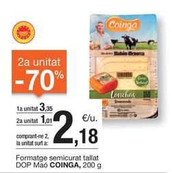 Oferta de Coinga - Formatge Semicurat Tallat DOP Maó por 3,35€ en BonpreuEsclat